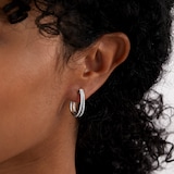 Goldsmiths 18ct White Gold Diamond Split Hoop Earrings