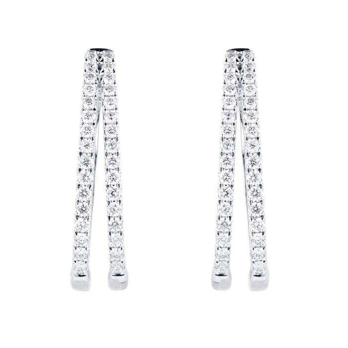 Goldsmiths 18ct White Gold Diamond Split Hoop Earrings