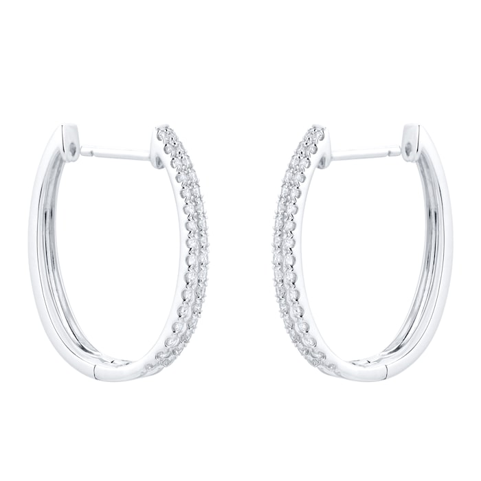 Goldsmiths 18ct White Gold Diamond Split Hoop Earrings