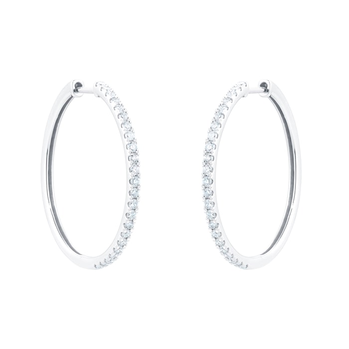 Goldsmiths 9ct White Gold Diamond Thin Hoop Earrings