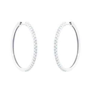 Goldsmiths 9ct White Gold Diamond Thin Hoop Earrings