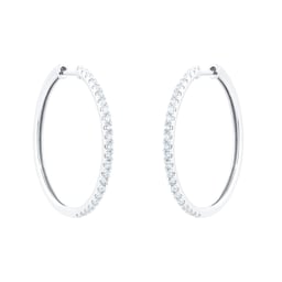 15430046 - 9ct White Gold Diamond Thin Hoop Earrings