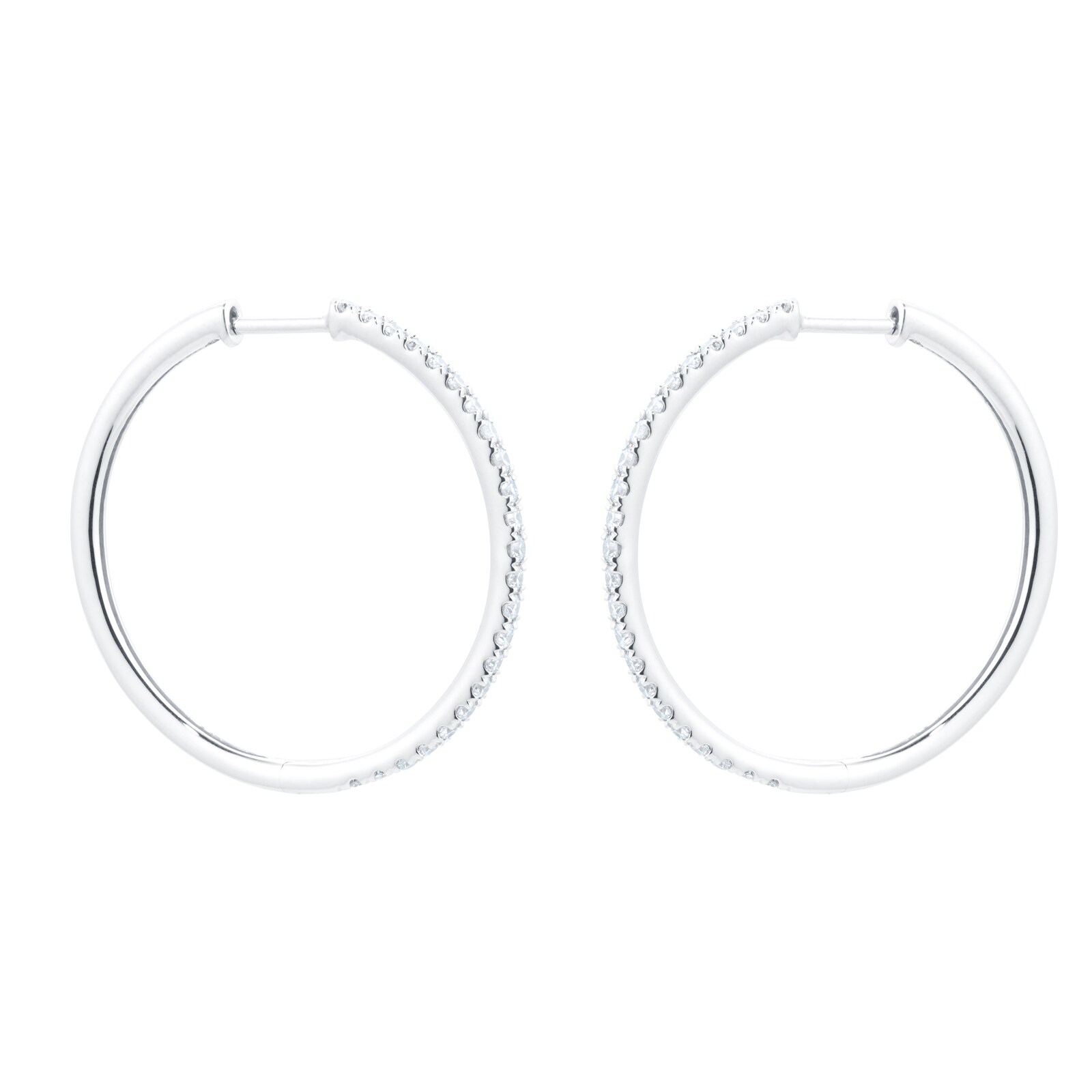Silver Cz Thin Claw Set Hoop Earrings in White | Goldmark (AU)