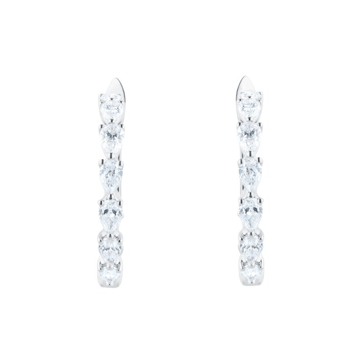 Goldsmiths 18ct White Gold 5.45cttw Pear Cut Diamond Hoop Earrings