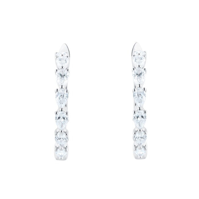 Goldsmiths 18ct White Gold 5.45cttw Pear Cut Diamond Hoop Earrings