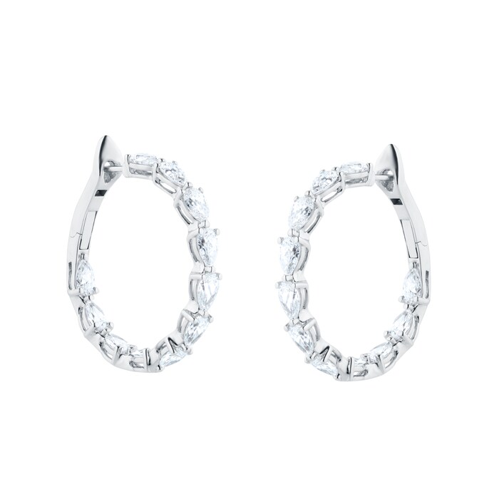 Goldsmiths 18ct White Gold 5.45cttw Pear Cut Diamond Hoop Earrings