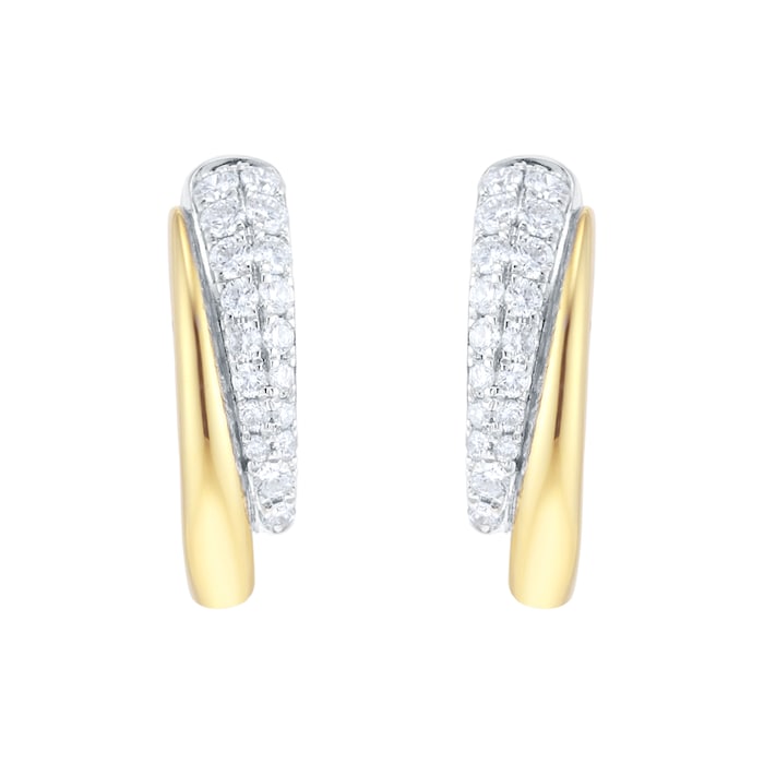 Goldsmiths 18ct Yellow & White Gold 0.40cttw Diamond Bypass Hoop Earrings