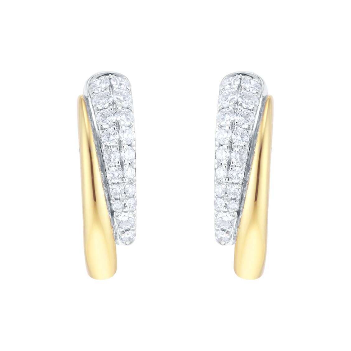 Goldsmiths 18ct Yellow & White Gold 0.40cttw Diamond Bypass Hoop Earrings Goldsmiths 18ct Yellow & White Gold 0.40cttw Diamond Bypass Hoop Earrings