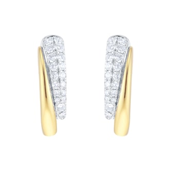 Goldsmiths 18ct Yellow & White Gold 0.40cttw Diamond Bypass Hoop Earrings