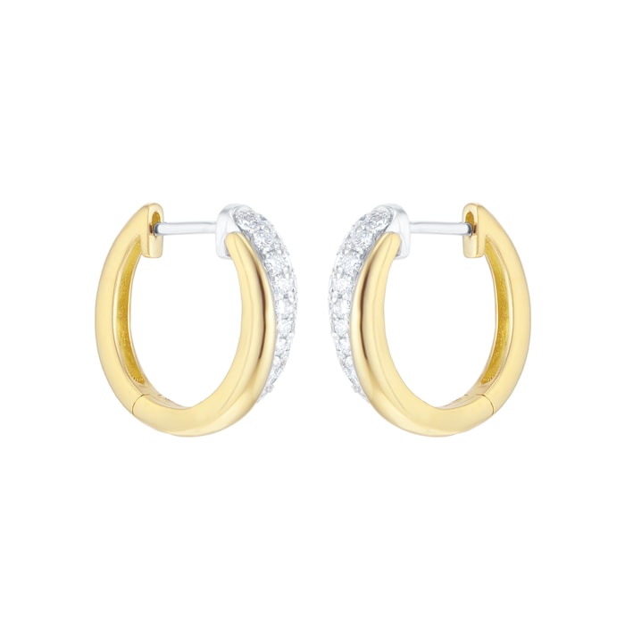 Goldsmiths 18ct Yellow & White Gold 0.40cttw Diamond Bypass Hoop Earrings