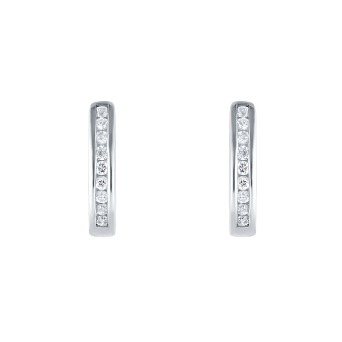 Goldsmiths 9ct White Gold 0.15cttw Diamond Channel Set Hoop Earrings