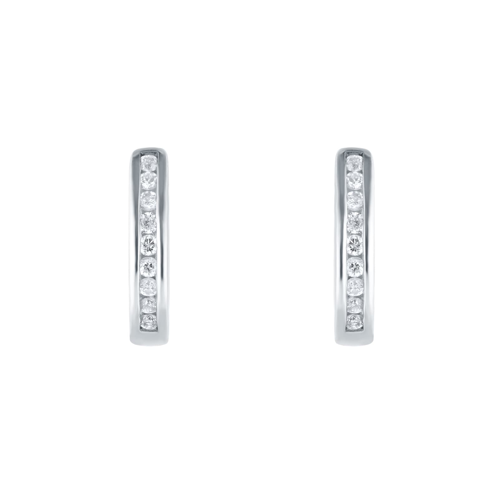 Goldsmiths 9ct White Gold 0.15cttw Diamond Channel Set Hoop Earrings