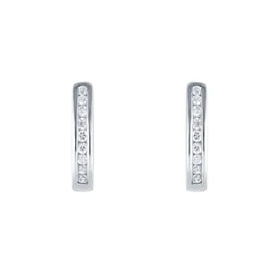 Best Luxury 
9ct White Gold 0.15cttw Diamond Channel Set Hoop Earrings
