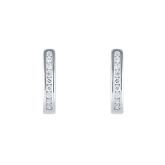 Goldsmiths 9ct White Gold 0.15cttw Diamond Channel Set Hoop Earrings