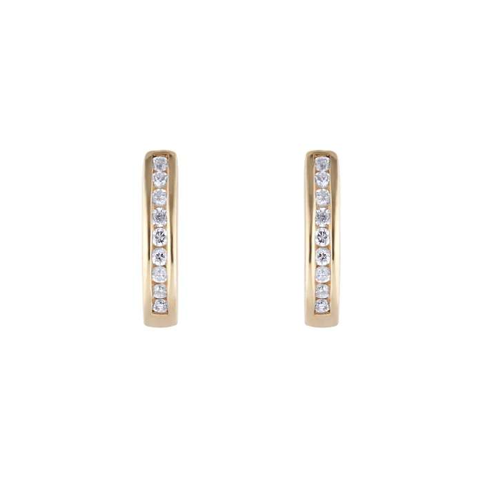 Goldsmiths 9ct Yellow Gold 0.15cttw Diamond Channel Set Hoop Earrings