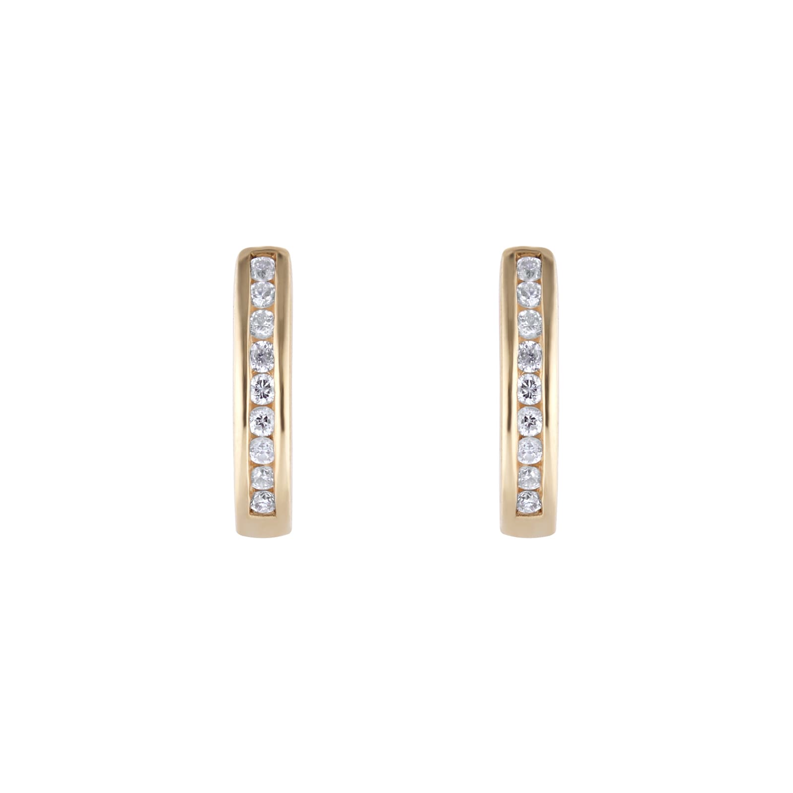 Goldsmiths 9ct Yellow Gold 0.15cttw Diamond Channel Set 10mm Hoop Earrings