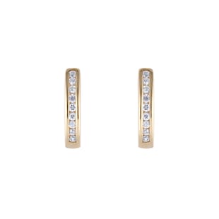 Goldsmiths 9ct Yellow Gold 0.15cttw Diamond Channel Set 10mm Hoop Earrings