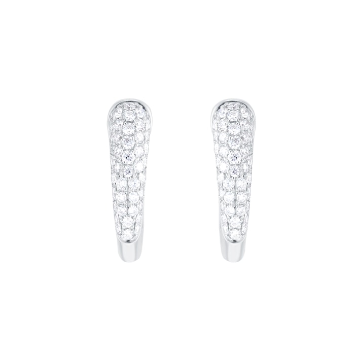 Goldsmiths 18ct White Gold 0.40cttw Diamond Pave Tapered Hoop Earrings