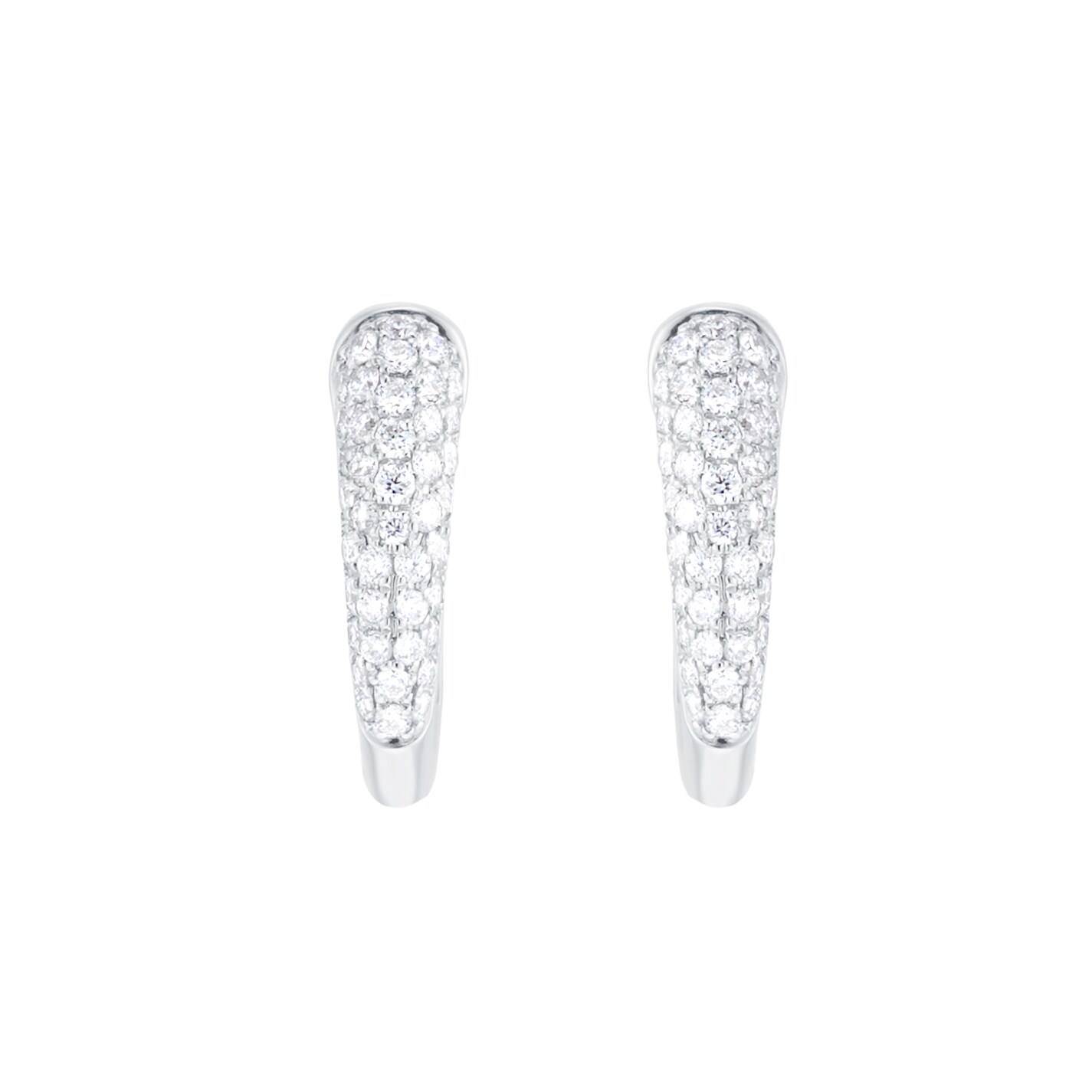 Goldsmiths 18ct White Gold 0.40cttw Diamond Pave Tapered Hoop Earrings Goldsmiths 18ct White Gold 0.40cttw Diamond Pave Tapered Hoop Earrings