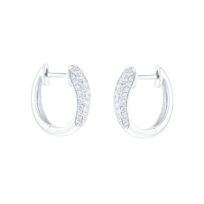 Goldsmiths 18ct White Gold 0.40cttw Diamond Pave Tapered Hoop Earrings