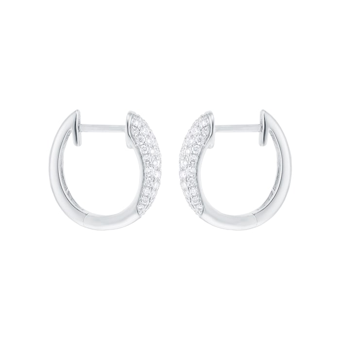 Goldsmiths 18ct White Gold 0.40cttw Diamond Pave Tapered Hoop Earrings