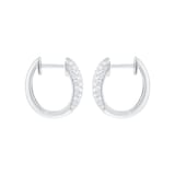 Goldsmiths 18ct White Gold 0.40cttw Diamond Pave Tapered Hoop Earrings