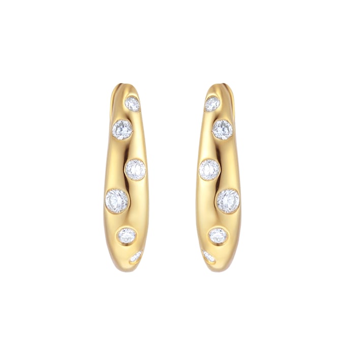 Goldsmiths 9ct Yellow Gold 0.25cttw Diamond Flush Scatter Hoop Earrings