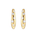 Goldsmiths 9ct Yellow Gold 0.25cttw Diamond Flush Scatter Hoop Earrings