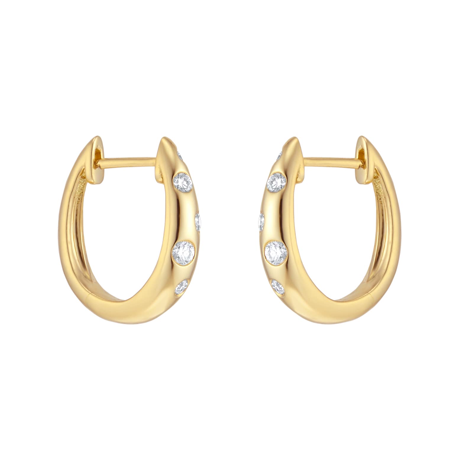 Goldsmiths 9ct Yellow Gold 0.25cttw Diamond Flush Scatter Hoop Earrings Goldsmiths 9ct Yellow Gold 0.25cttw Diamond Flush Scatter Hoop Earrings