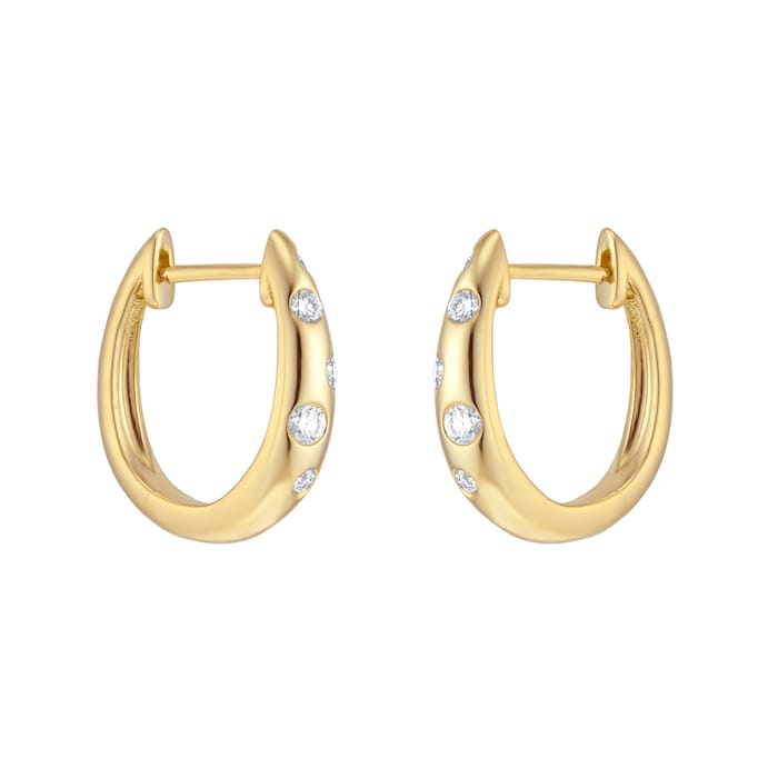 Goldsmiths 9ct Yellow Gold 0.25cttw Diamond Flush Scatter Hoop Earrings