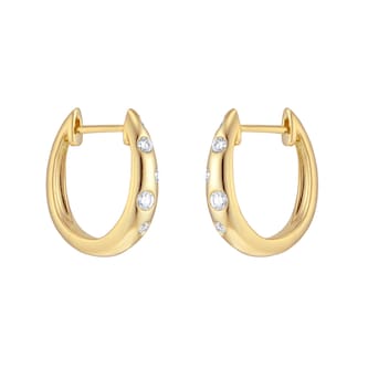 Goldsmiths 9ct Yellow Gold 0.25cttw Diamond Flush Scatter Hoop Earrings Goldsmiths 9ct Yellow Gold 0.25cttw Diamond Flush Scatter Hoop Earrings