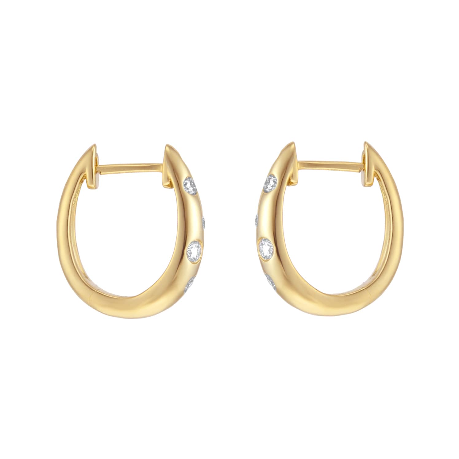 Goldsmiths 9ct Yellow Gold 0.25cttw Diamond Flush Scatter Hoop Earrings Goldsmiths 9ct Yellow Gold 0.25cttw Diamond Flush Scatter Hoop Earrings