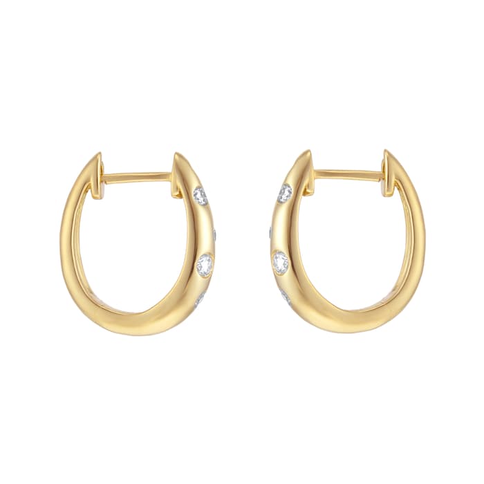 Goldsmiths 9ct Yellow Gold 0.25cttw Diamond Flush Scatter Hoop Earrings