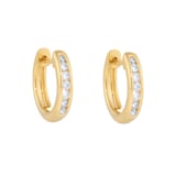 Goldsmiths 18ct Yellow Gold 0.15cttw Diamond Channel Set Hoop Earrings