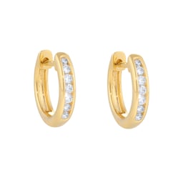 15430081 - 18ct Yellow Gold 0.15cttw Diamond Channel Set Hoop Earrings