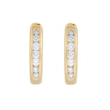 Goldsmiths 18ct Yellow Gold 0.15cttw Diamond Channel Set Hoop Earrings