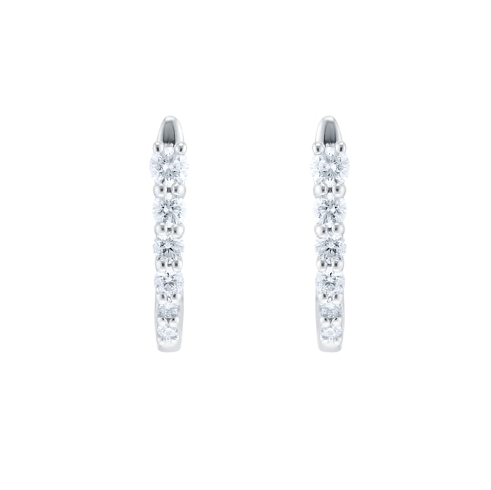 Goldsmiths 9ct White Gold 0.33cttw Diamond Tapered Hoop Earrings