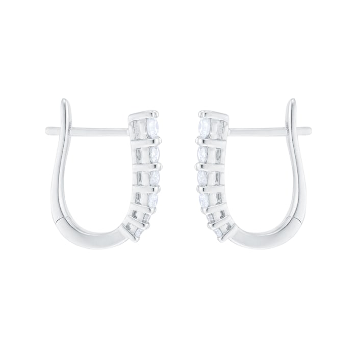 Goldsmiths 9ct White Gold 0.33cttw Diamond Tapered Hoop Earrings