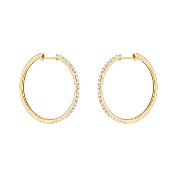 Goldsmiths 9ct Yellow Gold 0.50cttw Diamond Large Thin Hoop Earrings