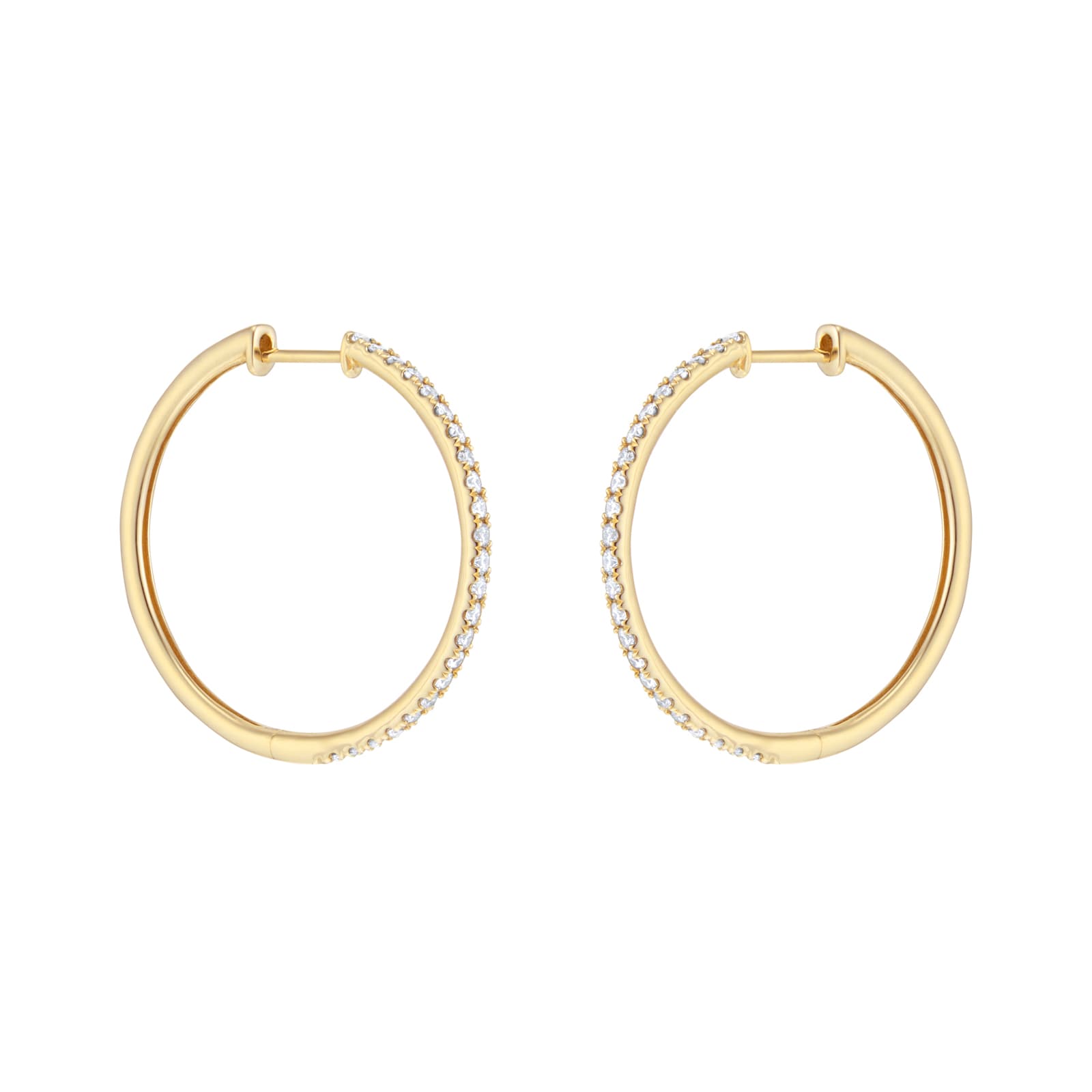 Goldsmiths 9ct Yellow Gold 0.50cttw Diamond Large Thin Hoop Earrings Goldsmiths 9ct Yellow Gold 0.50cttw Diamond Large Thin Hoop Earrings