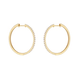 Goldsmiths 9ct Yellow Gold 0.50cttw Diamond Large Thin Hoop Earrings