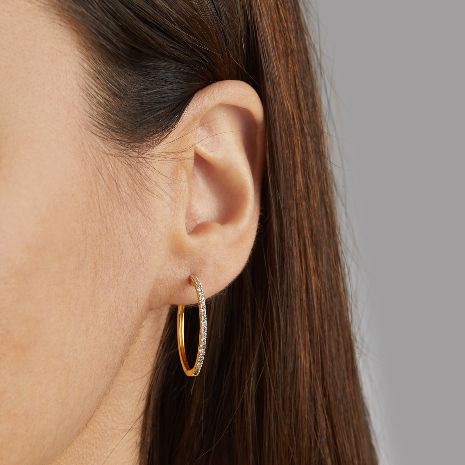 Goldsmiths 9ct Yellow Gold 0.50cttw Diamond Large Thin Hoop Earrings Goldsmiths 9ct Yellow Gold 0.50cttw Diamond Large Thin Hoop Earrings