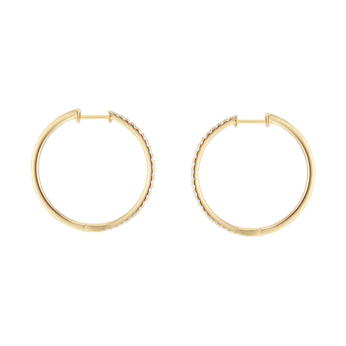 Goldsmiths 9ct Yellow Gold 0.50cttw Diamond Large Thin Hoop Earrings