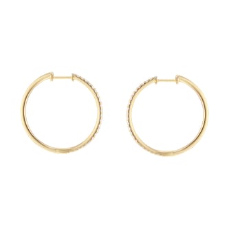 Goldsmiths 9ct Yellow Gold 0.50cttw Diamond Large Thin Hoop Earrings Goldsmiths 9ct Yellow Gold 0.50cttw Diamond Large Thin Hoop Earrings