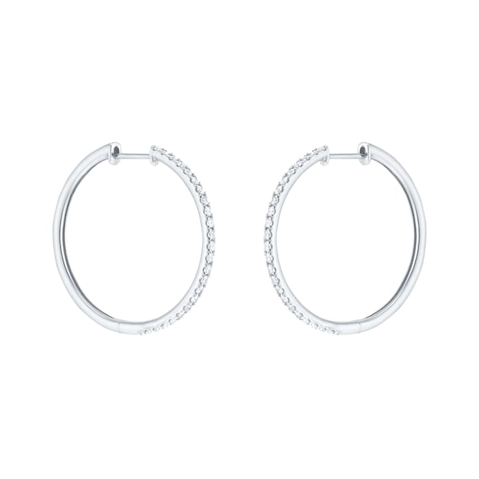 Goldsmiths 9ct White Gold 0.50cttw Diamond Large Thin Hoop Earrings