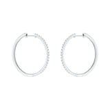 Goldsmiths 9ct White Gold 0.50cttw Diamond Large Thin Hoop Earrings