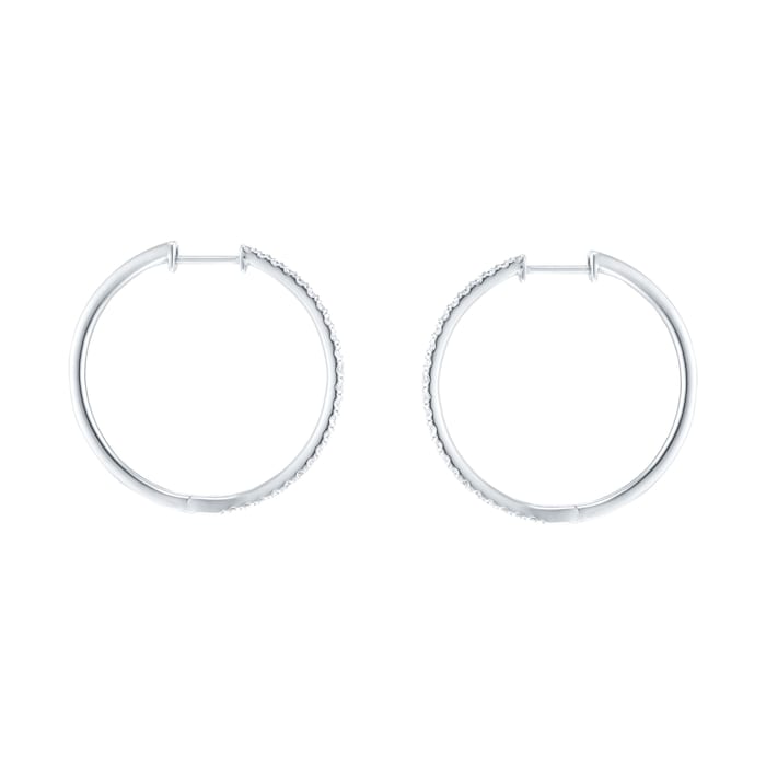 Goldsmiths 9ct White Gold 0.50cttw Diamond Large Thin Hoop Earrings