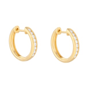 Best Luxury 
18ct Yellow Gold 0.25cttw Diamond Channel Set Hoop Earrings
