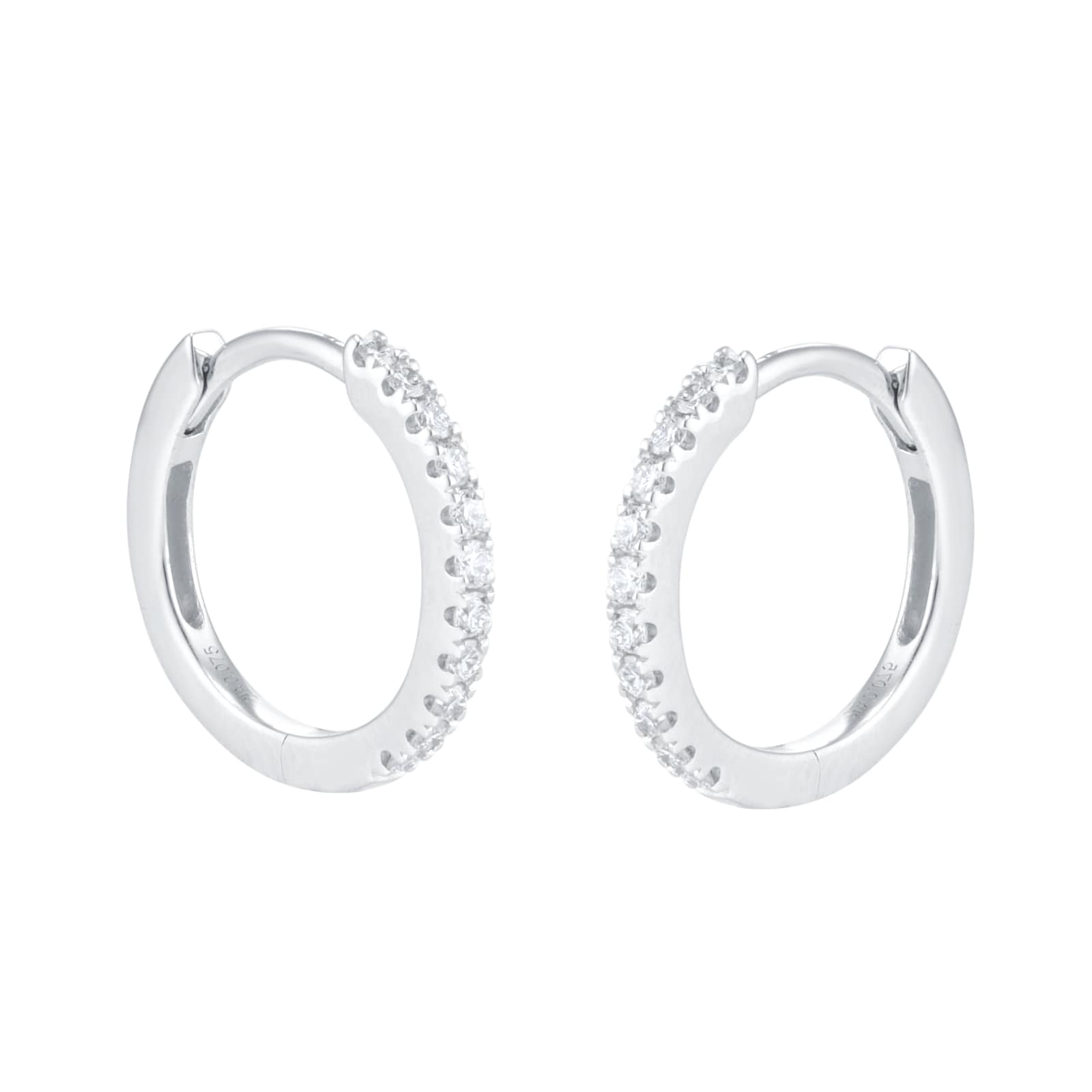 Goldsmiths 18ct White Gold 0.15cttw Diamond Huggie Hoop Earrings Goldsmiths 18ct White Gold 0.15cttw Diamond Huggie Hoop Earrings