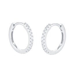 15430087 - 18ct White Gold 0.15cttw Diamond Huggie Hoop Earrings